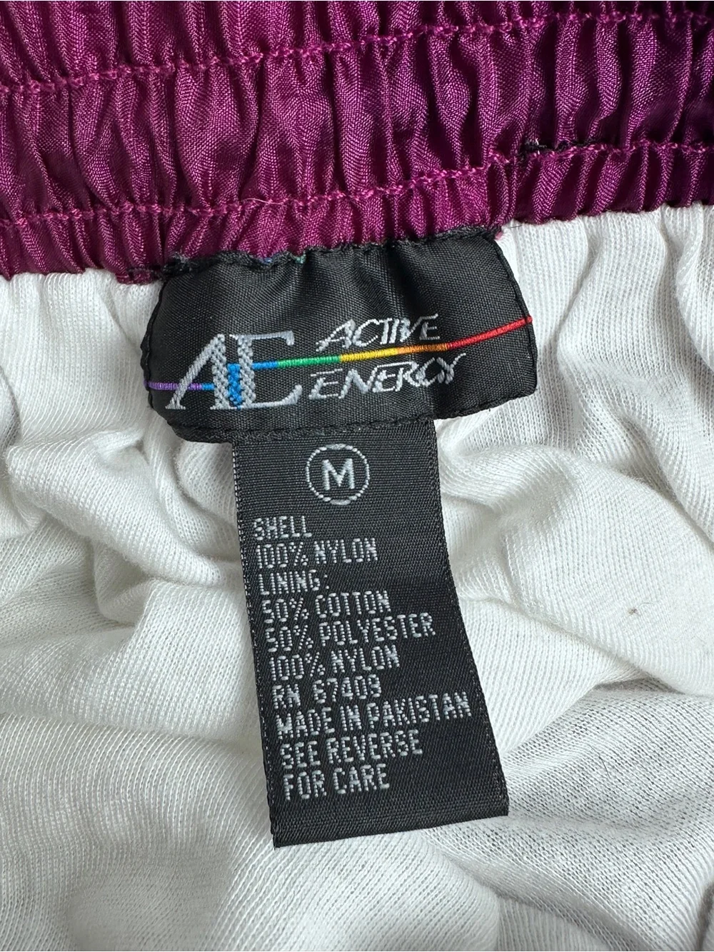 Vintage 90s Active Energy Purple Nylon Windbreaker Track Pants Size M Ankle Zip